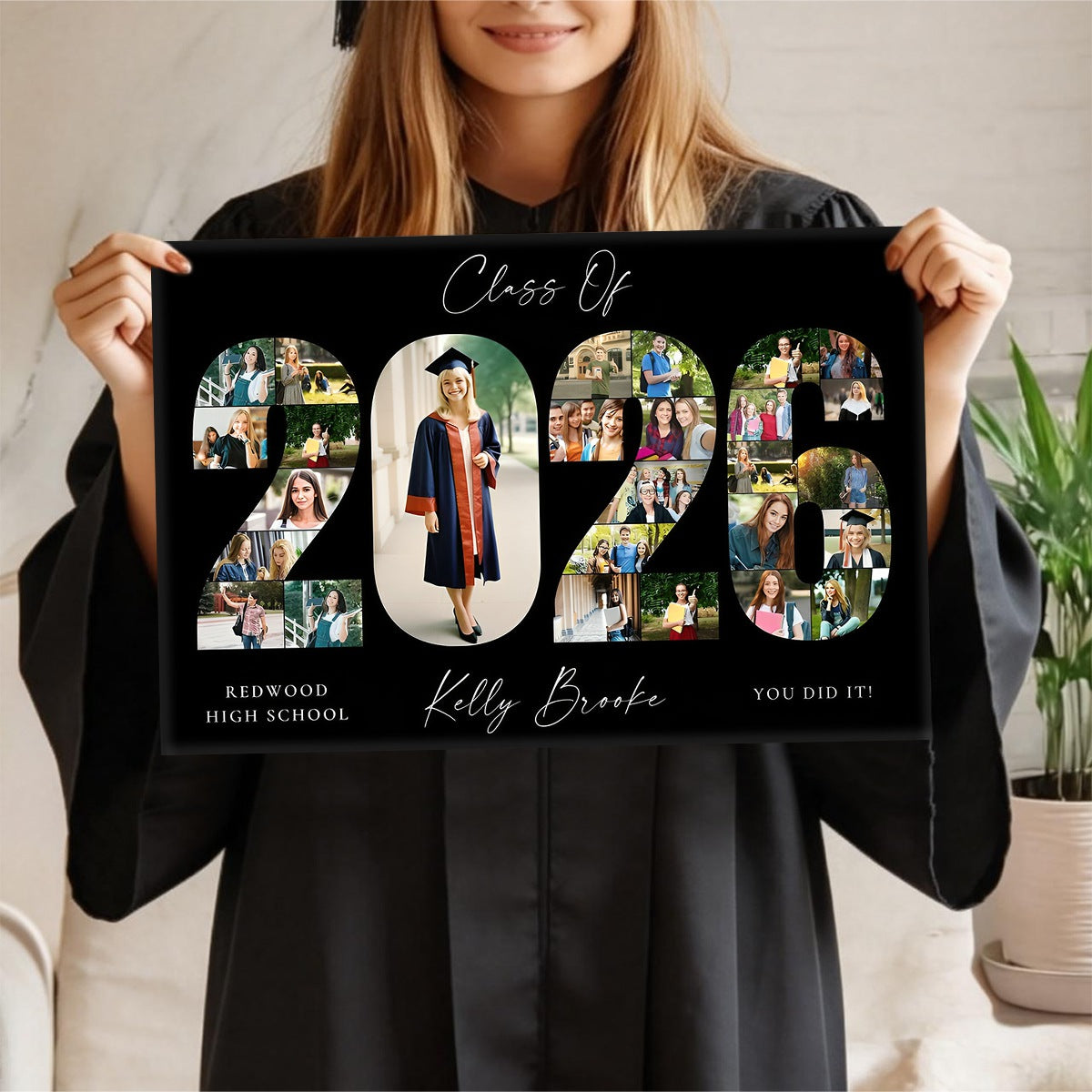 Personalized 2026 Graduation Photo Collage Party Welcome Sign Canvas,Graduation Gift for Seniors