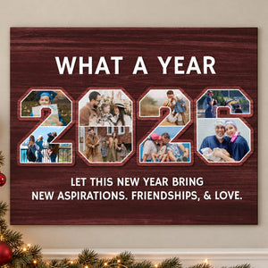 Personalized 2026 Year In Review Photo Collage Canvas – Custom Family Memory Wall Art | Christmas Gift For Families