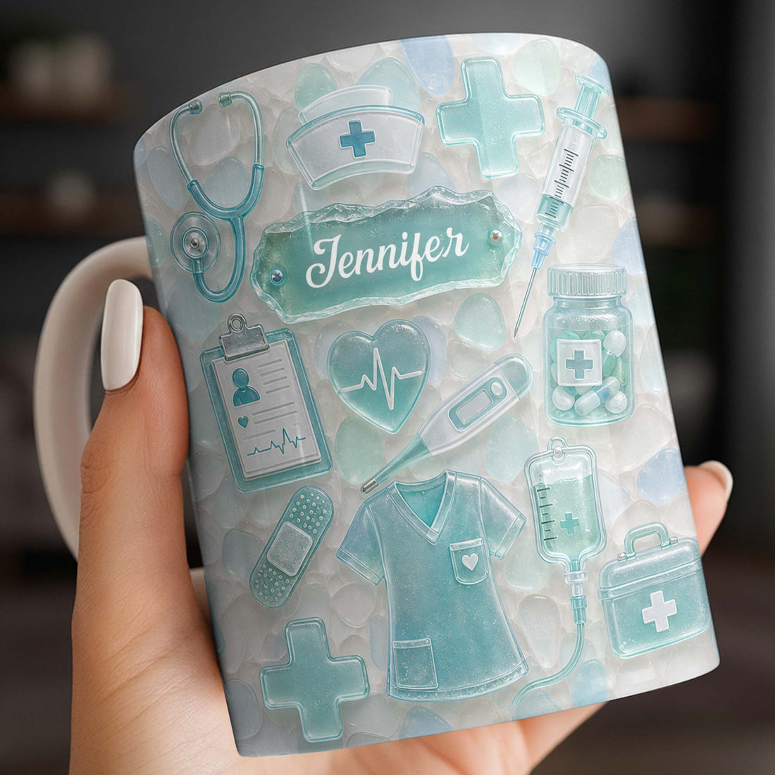 "Dedicated Nurse" Sea Glass – Personalized Mug | Gift For Nurse Lovers