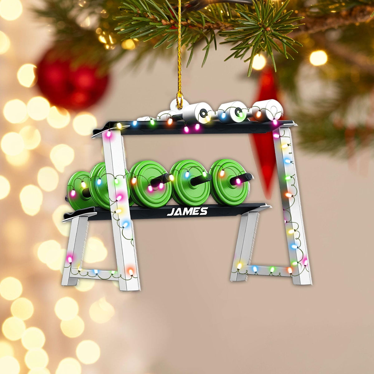 Personalized Gym Ornament, Christmas Fitness Lover Workout Gift for Him