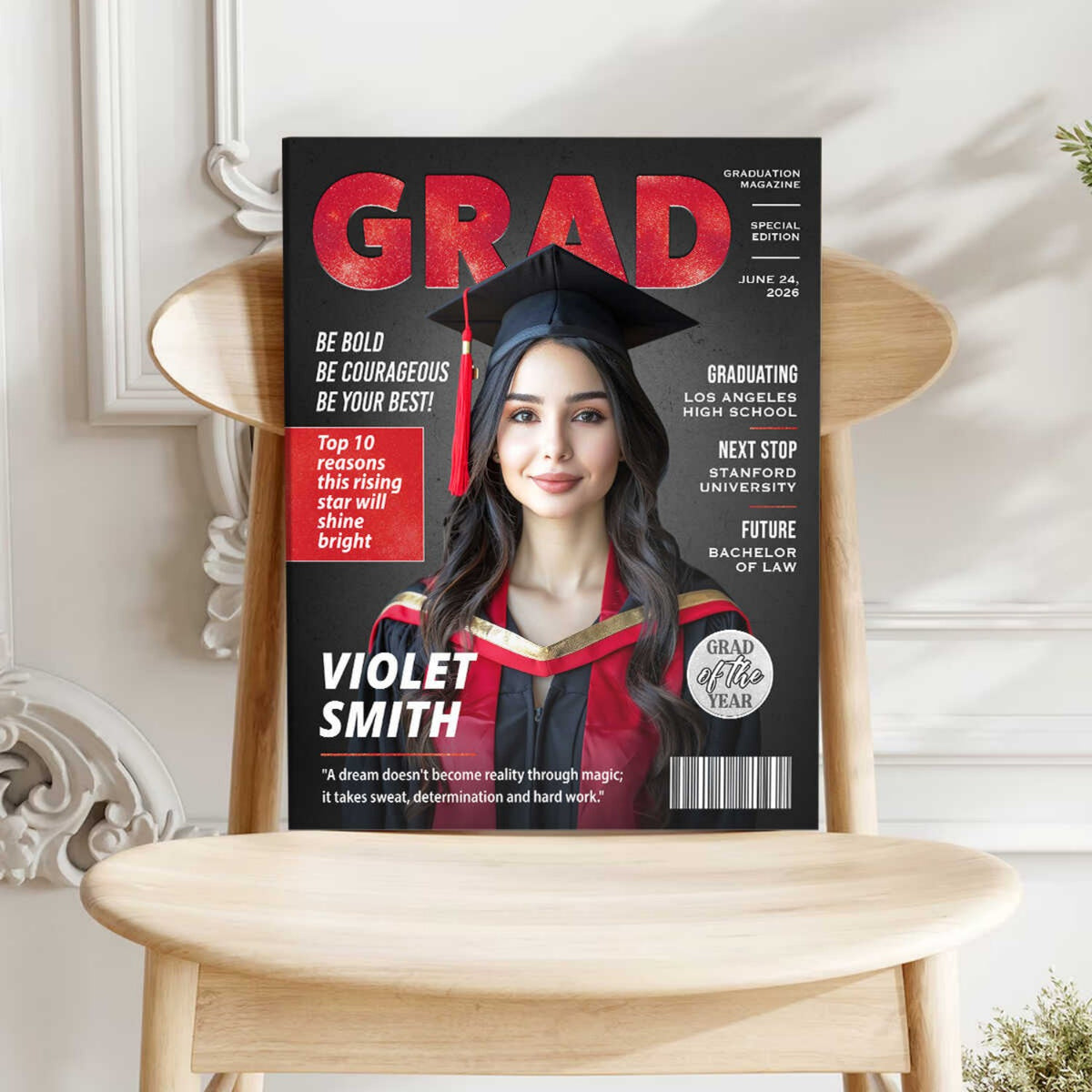 Personalized Graduation Magazine Cover Canvas , Personalized Graduation Gifts for Him or Her