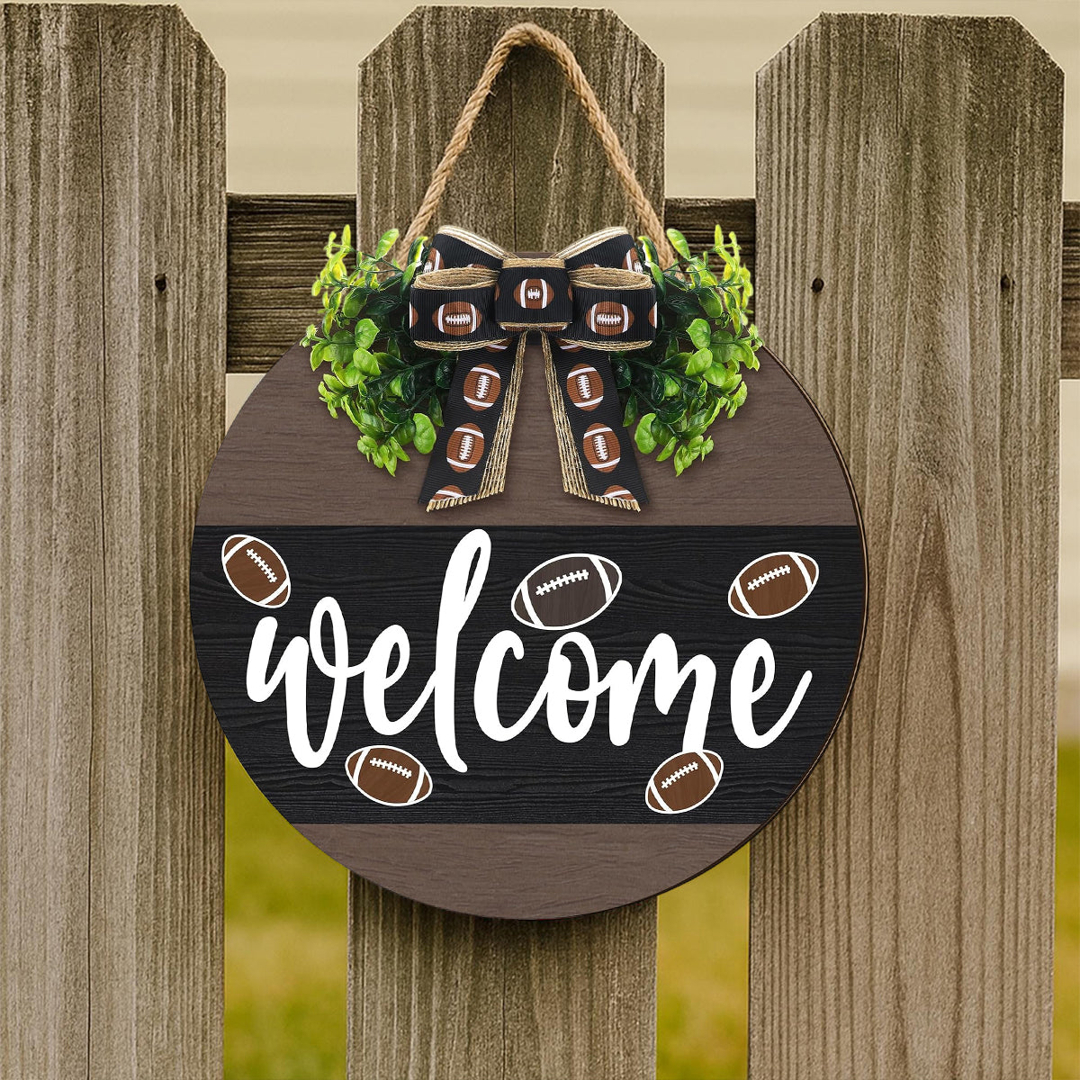 Welcome American Football Wooden Hanging Sign Gift For Football Lover
