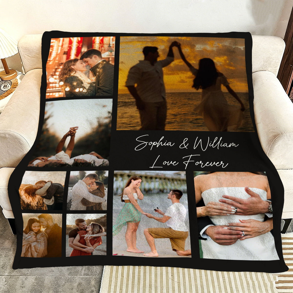 I Love You - Personalized Custom Photos & Text Couple Blanket