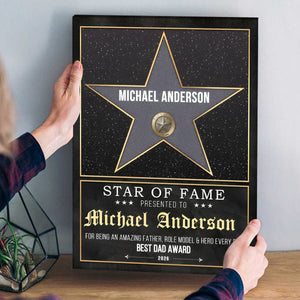 Personalized Dad Star Award Canvas Poster, Custom Father’s Day Gift,Best Dad Ever Keepsake