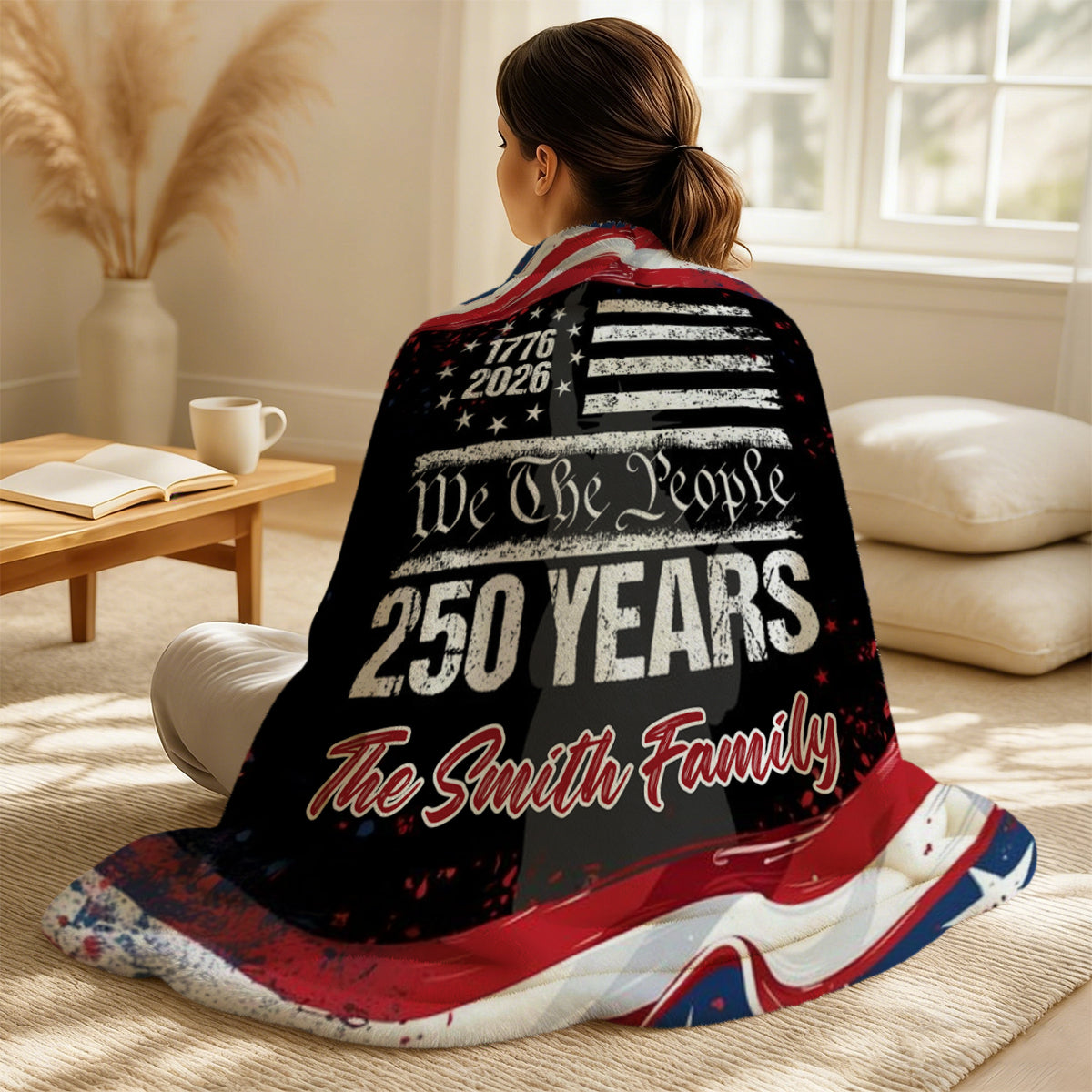 250 Years USA 250th Birthday 1776-2026 Eagle Personalized Blanket Gift for Family