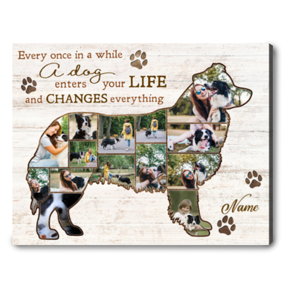 Best Border Collie Dog Personalized Photo Collage Canvas Gift For Dog Lover