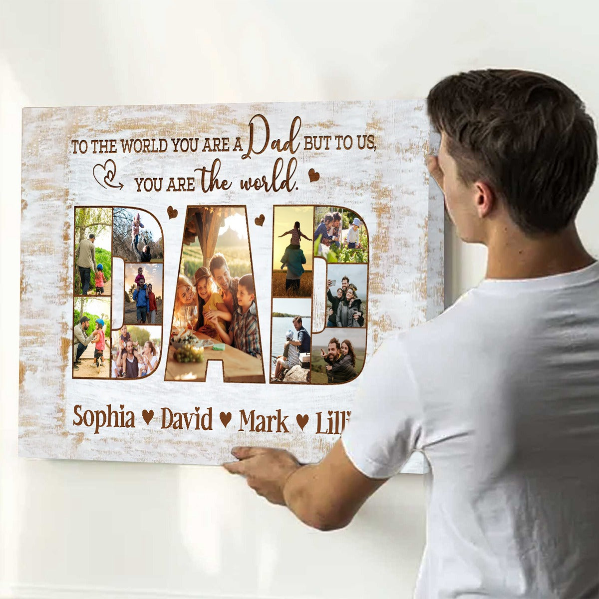 DAD Photo Collage Gift, Personalized Dad Canvas Print, Father’s Day Gift for Husband