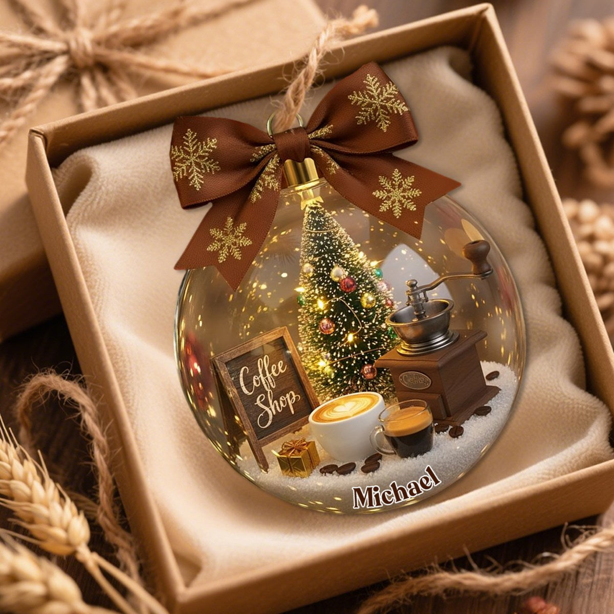 Vintage Coffee Ornament - Personalized Gifts For Coffee Lovers