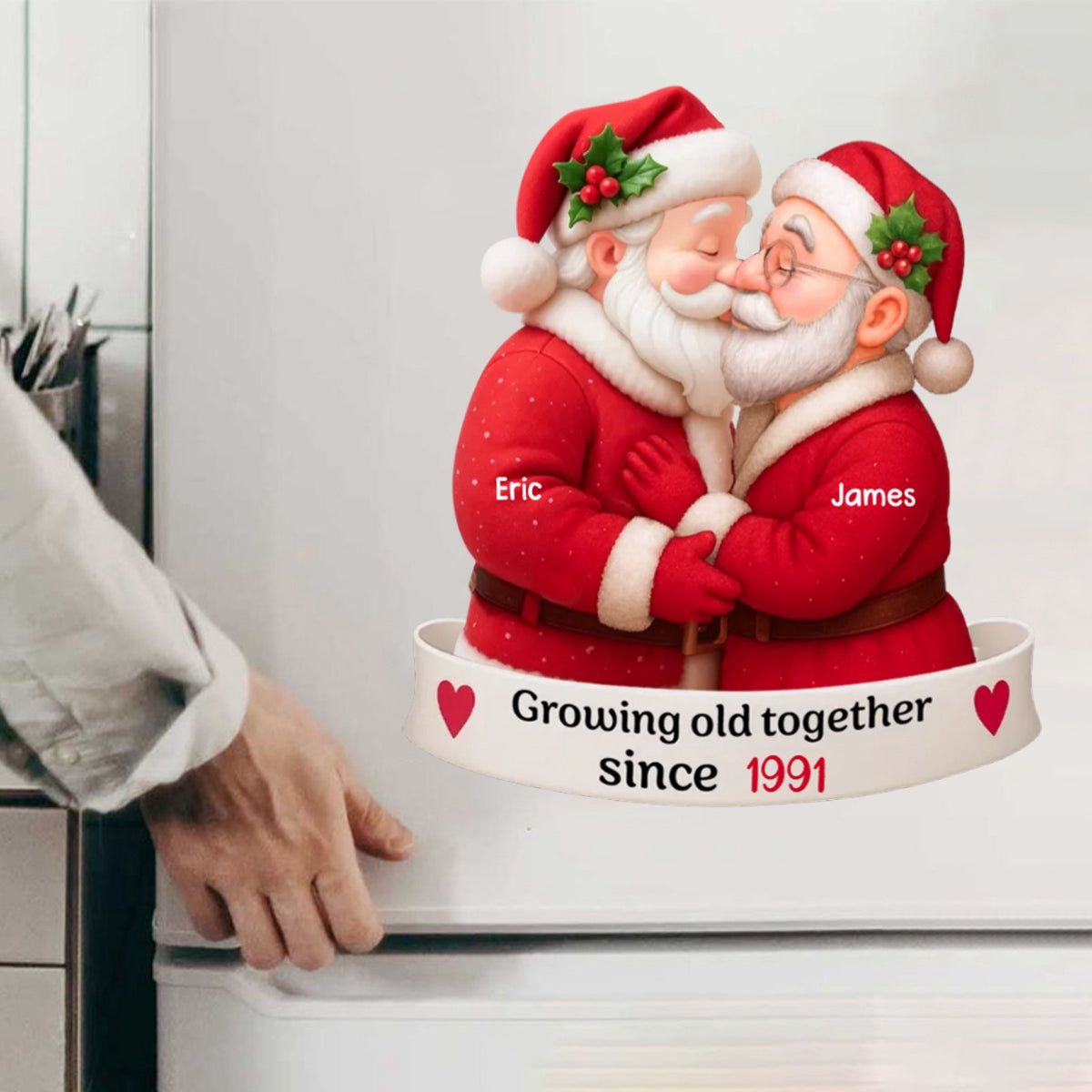 Personalized Santa Couple Growing Old Together Decal, Anniversary, Christmas Gift for him, Gift for her