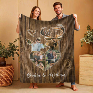 Personalized Couple Deer Hunting Memories Collage Blanket Deer Hunting Gifts For Couple