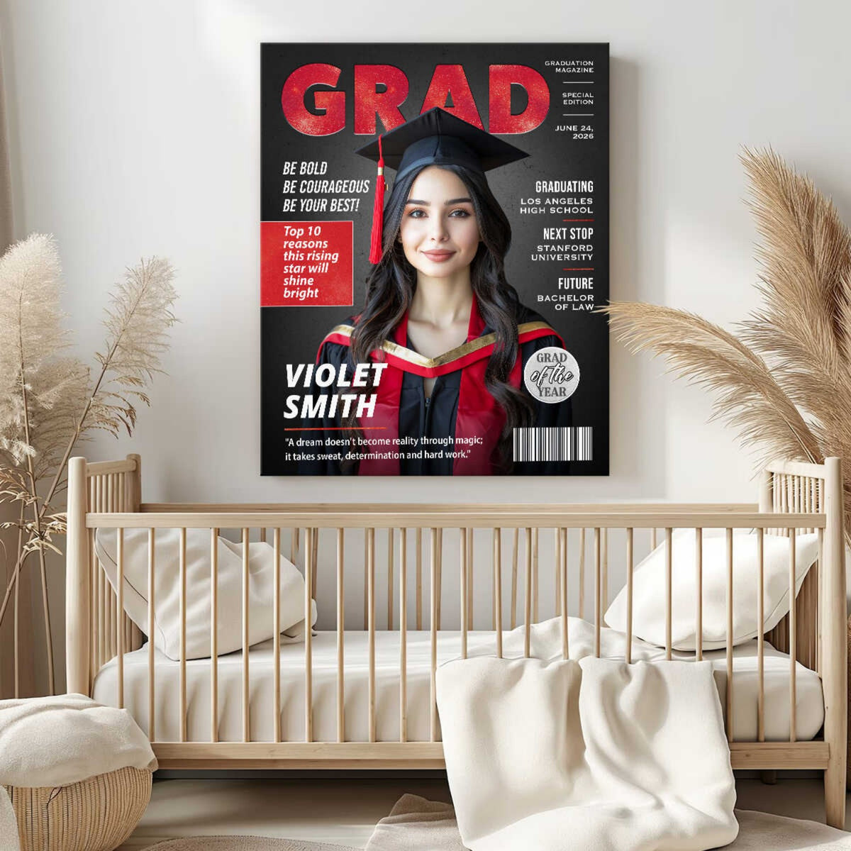 Personalized Graduation Magazine Cover Canvas , Personalized Graduation Gifts for Him or Her