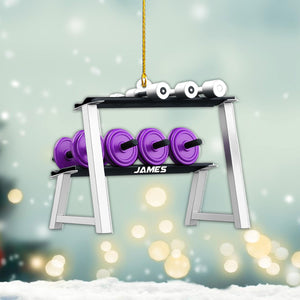Personalized Gym Ornament, Christmas Fitness Lover Workout Gift for Him