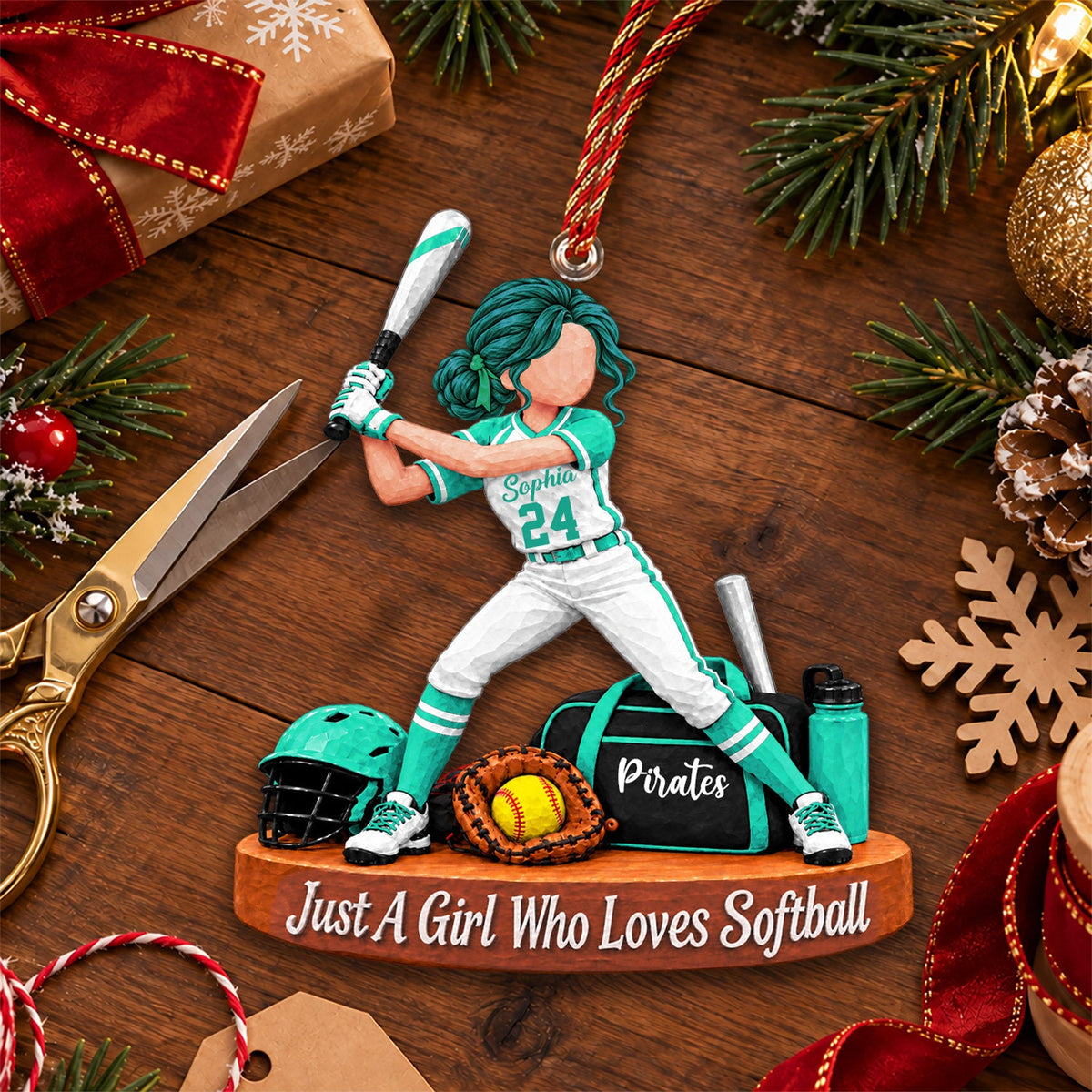 Just A Girl Who Loves Softball – Personalized Christmas Ornament | Custom Player Name Keepsake Gift For Softball Players & Fans