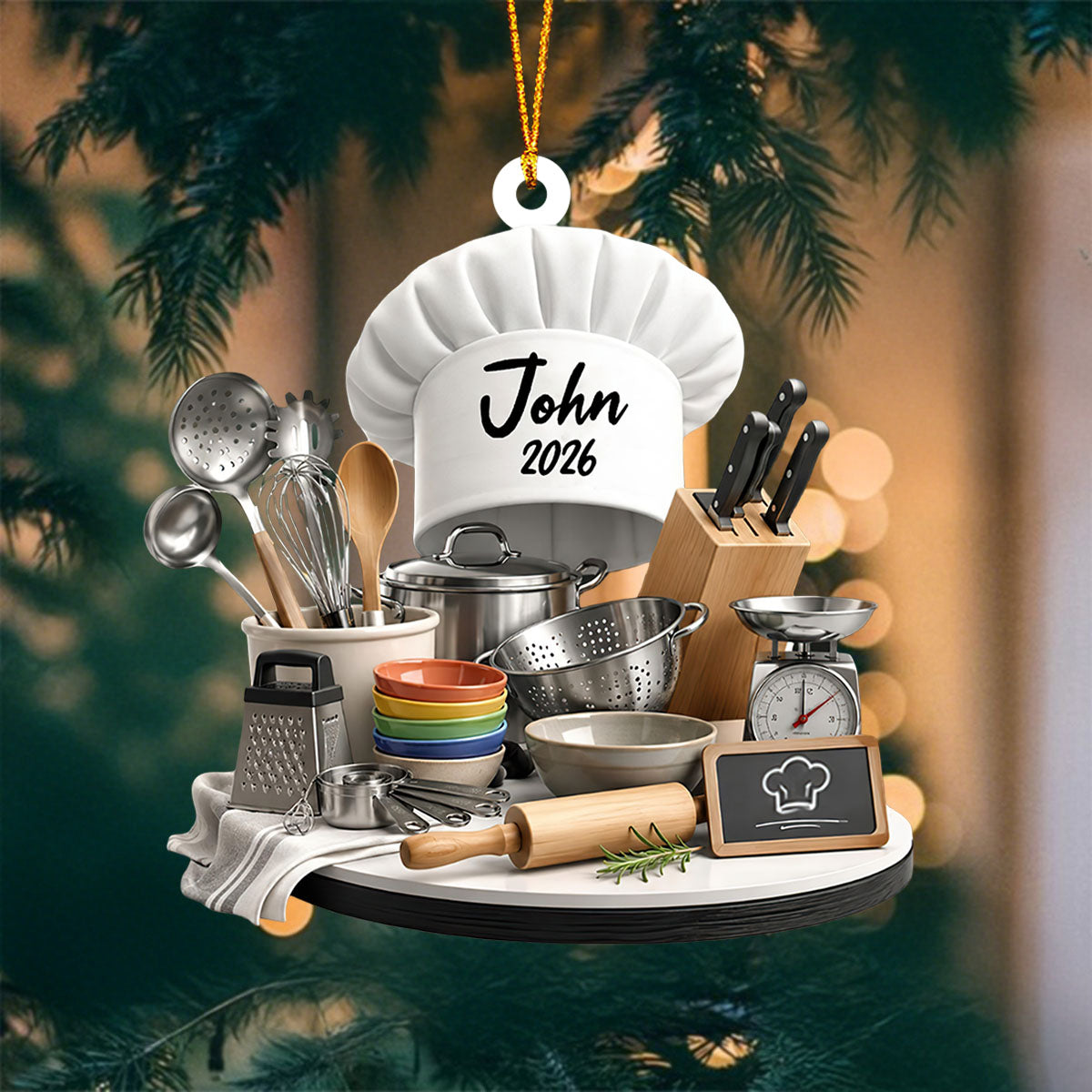 Personalized Kitchen Christmas Ornament  | Chef Gift & Cooking Stove Decor