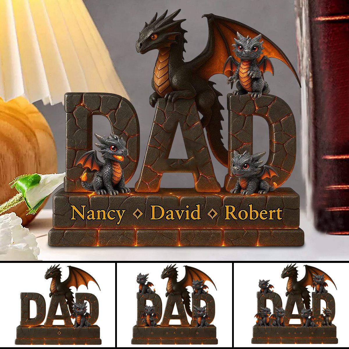 Fire Dragon Dad Acrylic Plaque Personalized Gifts For Dad
