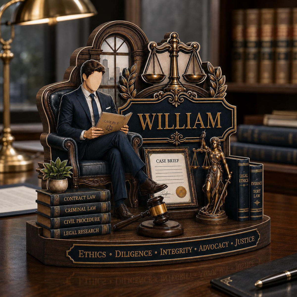 Custom Attorney Name Wooden Plaque – Personalized Law Graduation Gift | Scales Of Justice Decor For Lawyers