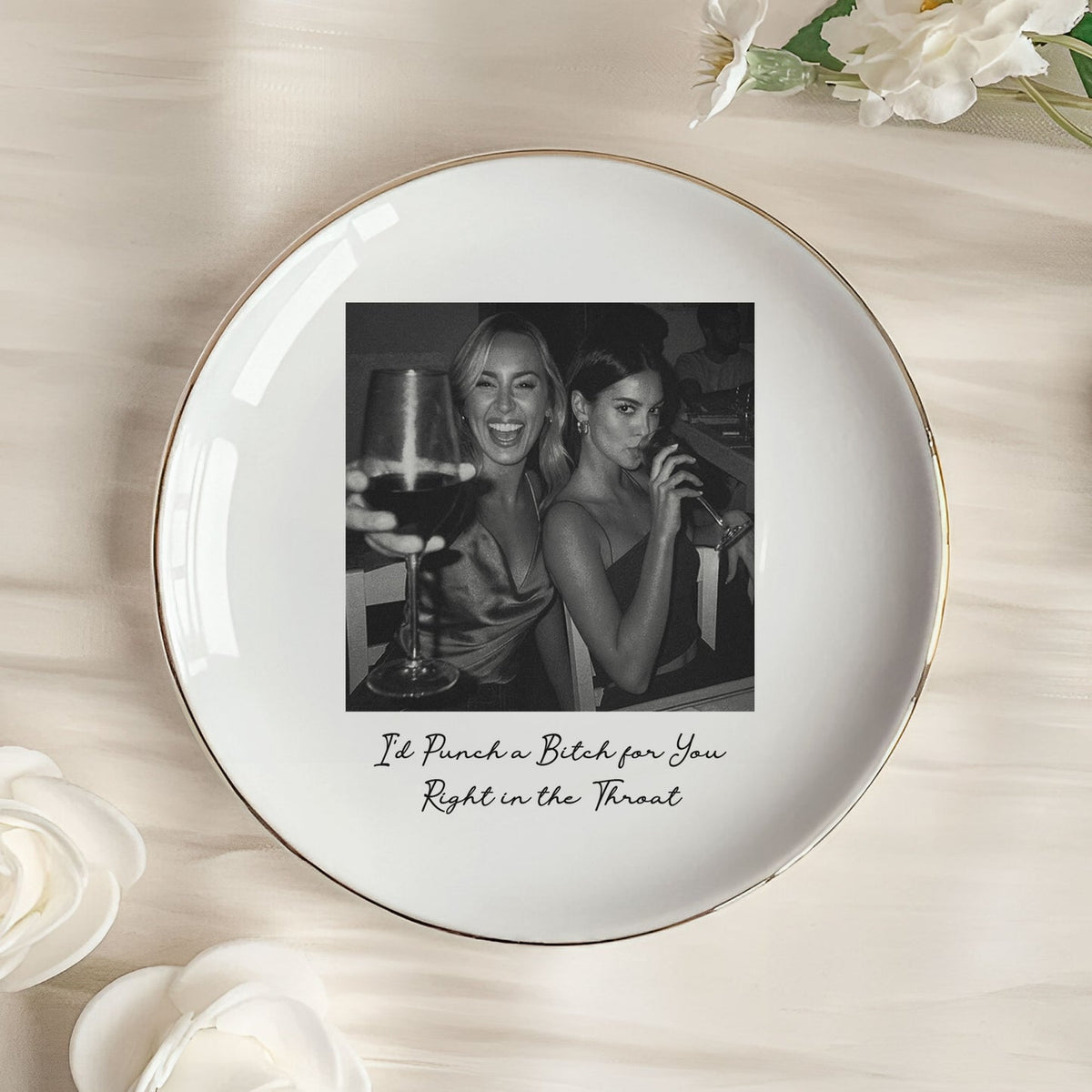 Custom Bestie Photo Trinket Tray – Personalized Jewelry Dish For Best Friend Friendship Gift
