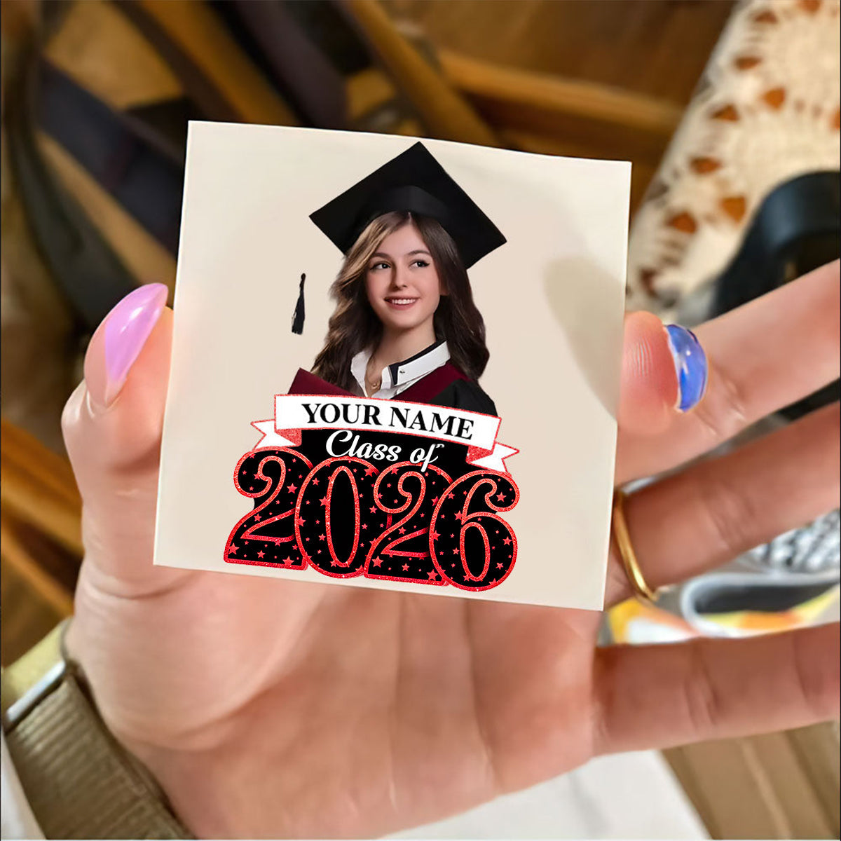 Class Of 2026, Custom Photo And Name Temporary Tattoo,Personalized Fake Tattoo, Graduation Gift
