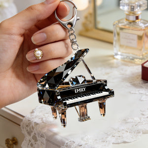 Personalized Piano Crystal Effect Acrylic Keychain, Pianist Gift, Piano Music Theme