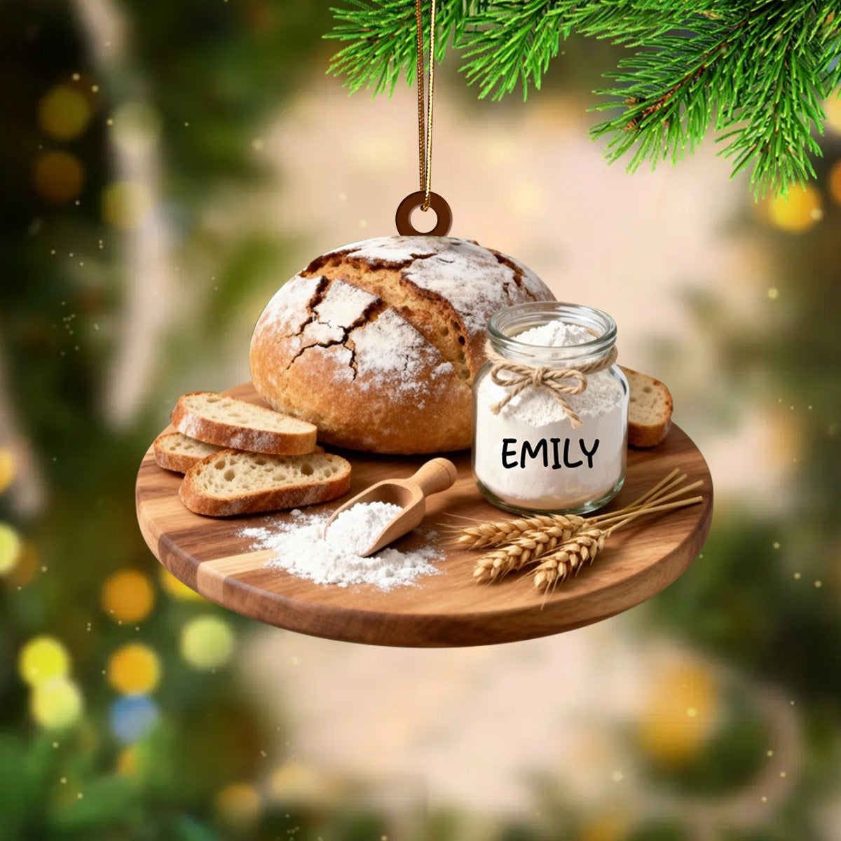Personalized Sourdough Bread Ornament,Handmade Bread & Flour Xmas Ornament,Kitchen Lover,Baking Lovers,Food Lover,Healthy Food Gift