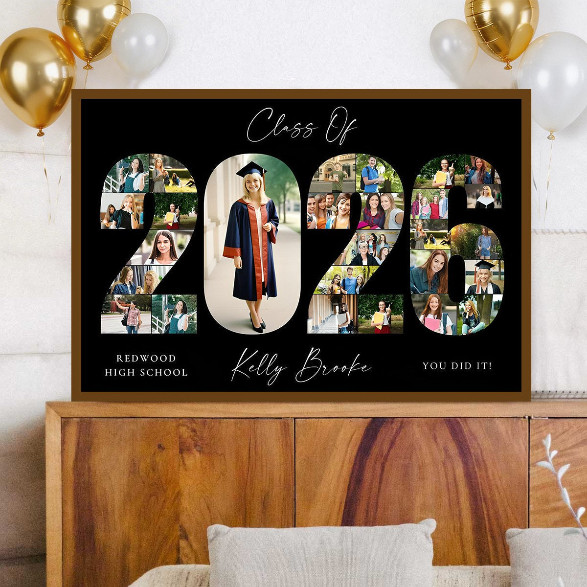 Personalized 2026 Graduation Photo Collage Party Welcome Sign Canvas,Graduation Gift for Seniors