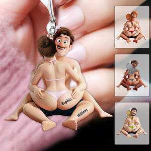Naughty Hugging Couple Keychain - Personalized Gifts For Couples