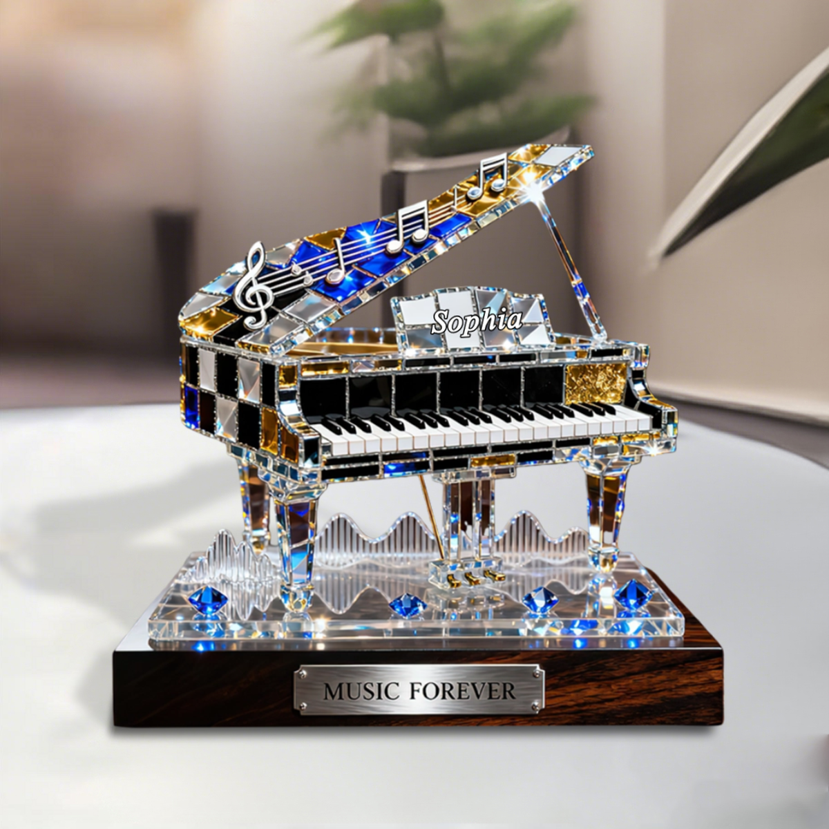 Personalized Stained Glass Effect Piano Themed Plaque,Music Lover Musician Gift