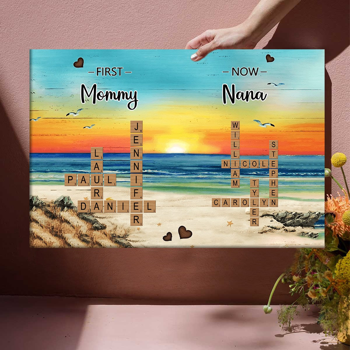 First Mom Now Grandma Crossword Puzzle Art Personalized Canvas Poster