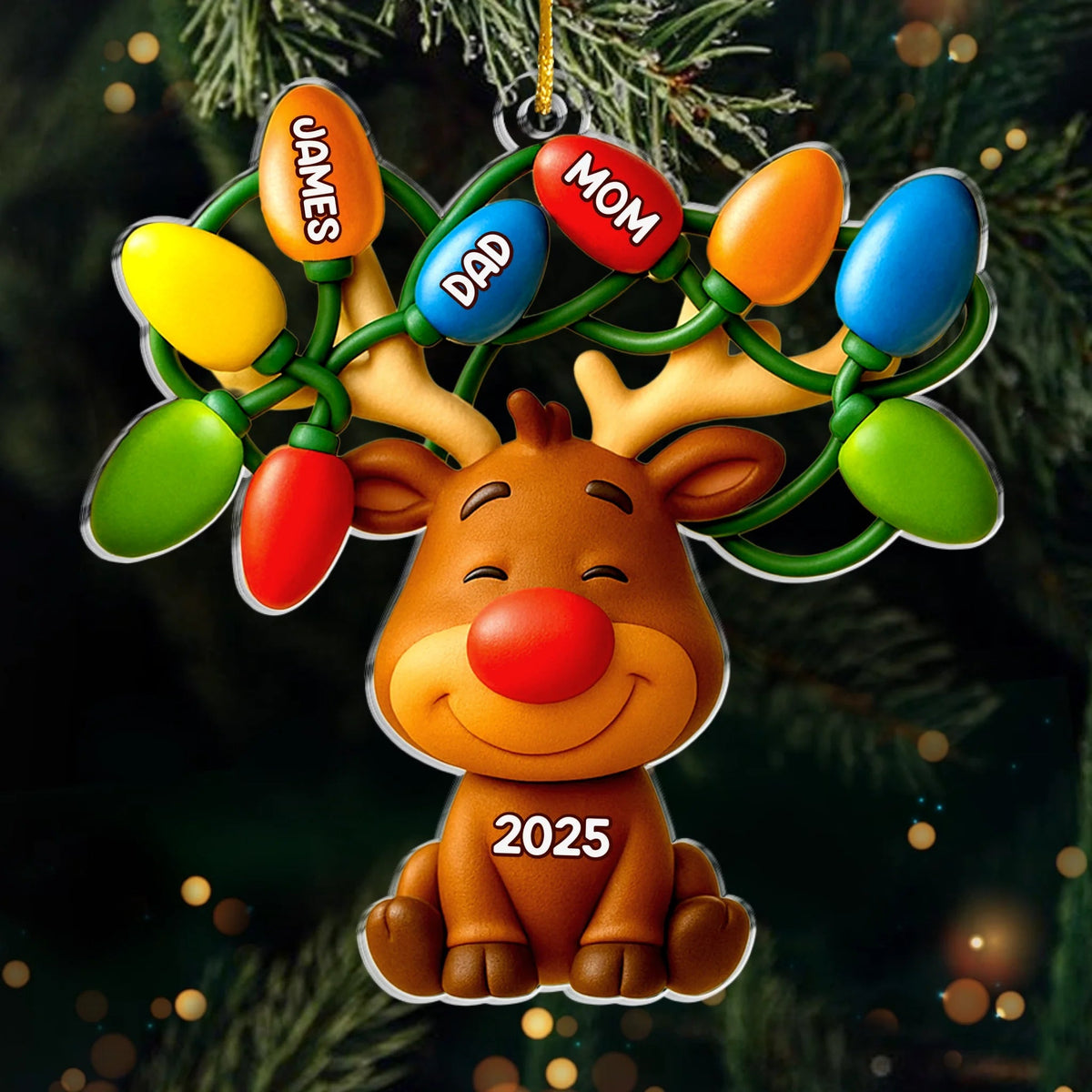 Our Reindeer Crew Personalized Christmas Acrylic Ornament Gifts For Mom, Dad, Kids