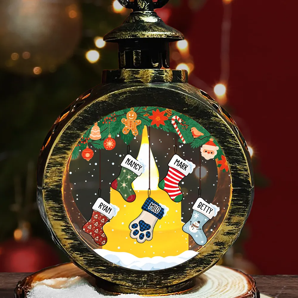 Lovely Stockings Hanging & Name Night Light - Personalized Custom Christmas Lantern