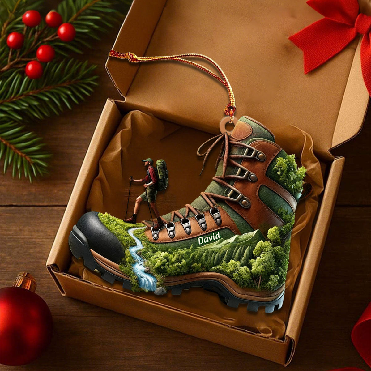 Custom Name Hiking shoes Personalized Ornament,Christmas Gift for Hiking Lovers
