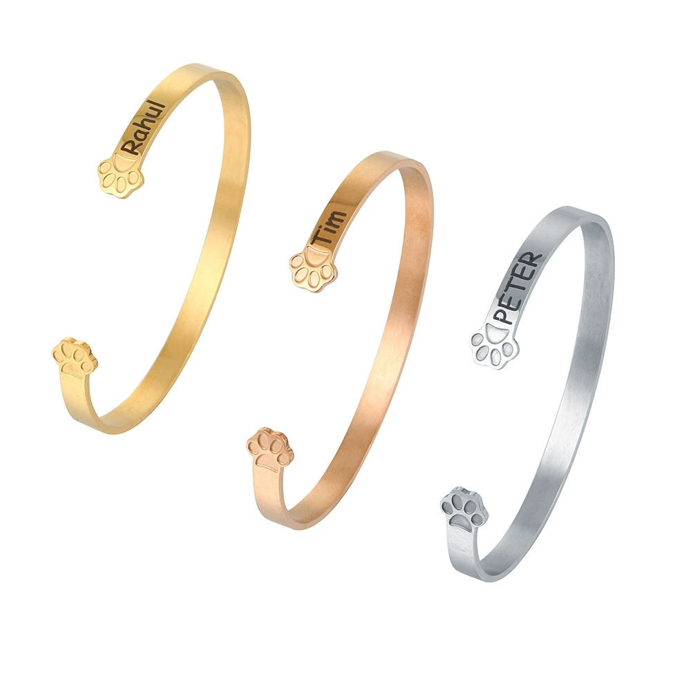 Personalized Pet Name Paw Bracelet - Sympathy Gift For Pet lover