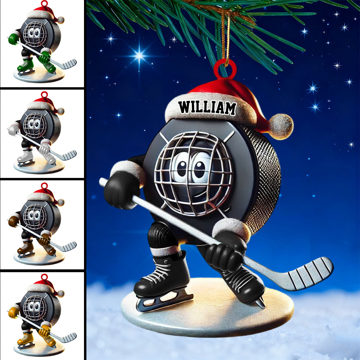 Personalized Name Ice Hockey Ornament Christmas Gift For Hockey Fans