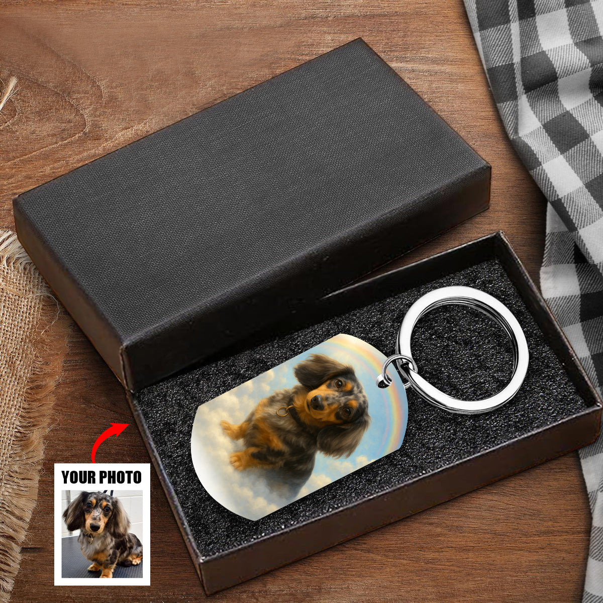 Custom Memorial Pet Portrait A Loyal Heart Never Fades - Rainbow Bridge Personalized Keychain