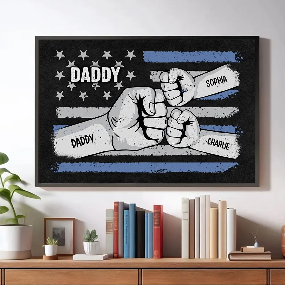 Fist Bump Nation Flag Personalized Poster, Father's Day Gift For Dad Grandpa Husband