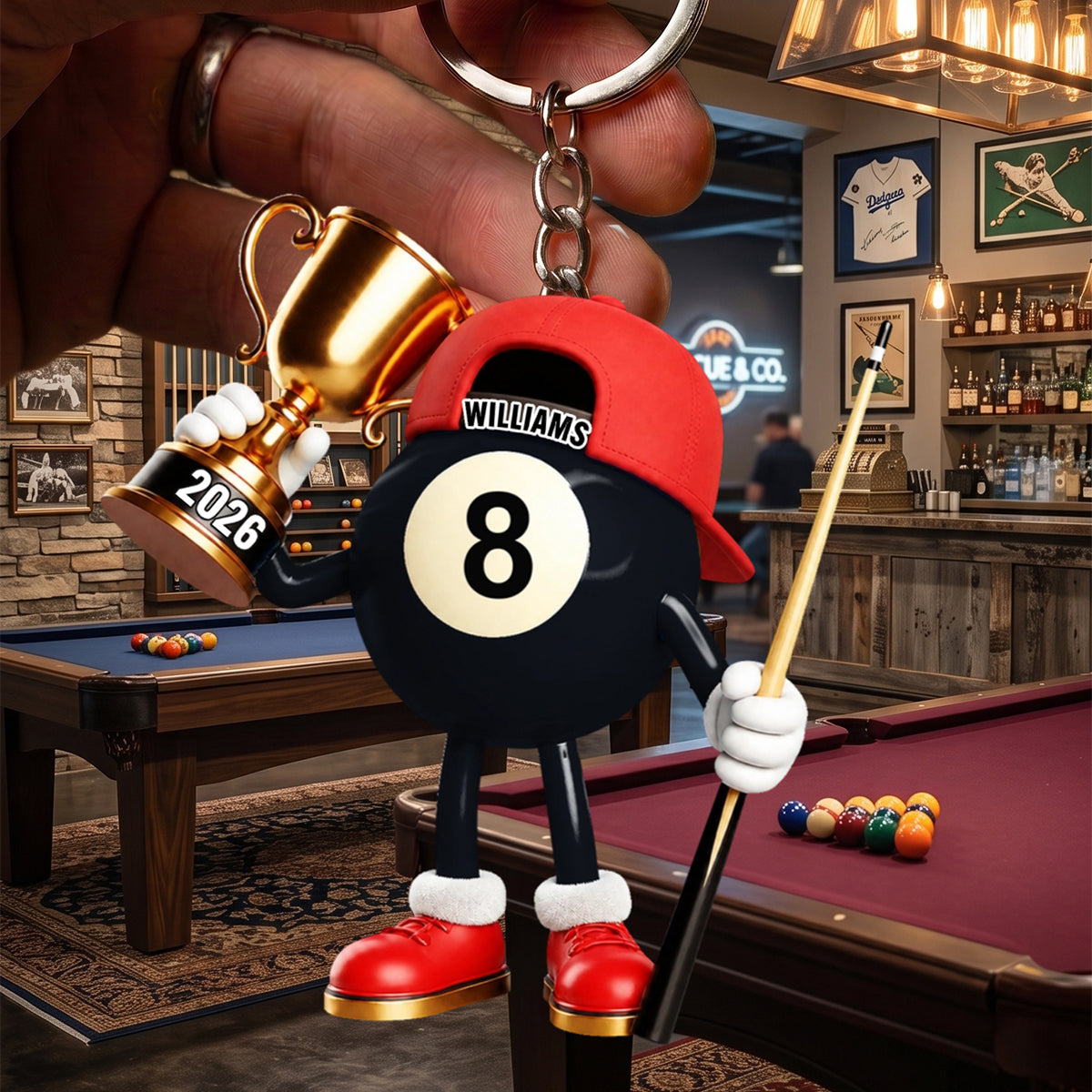 "Champion Pool Ball" – Personalized Acrylic Keychain | A Custom Billiards Player Gift