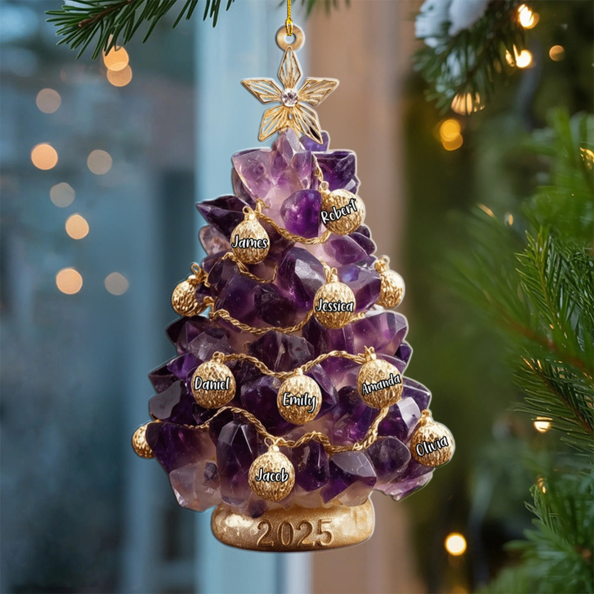 Our Family, Merry Christmas 2025 - Personalized Family Custom Shaped Acrylic Ornament