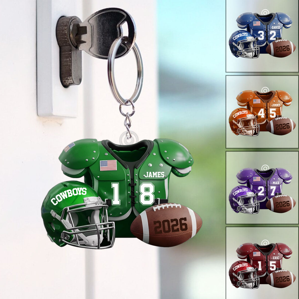 Football Season - Personalized Football Keychain
