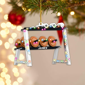 Personalized Gym Ornament, Christmas Fitness Lover Workout Gift for Him