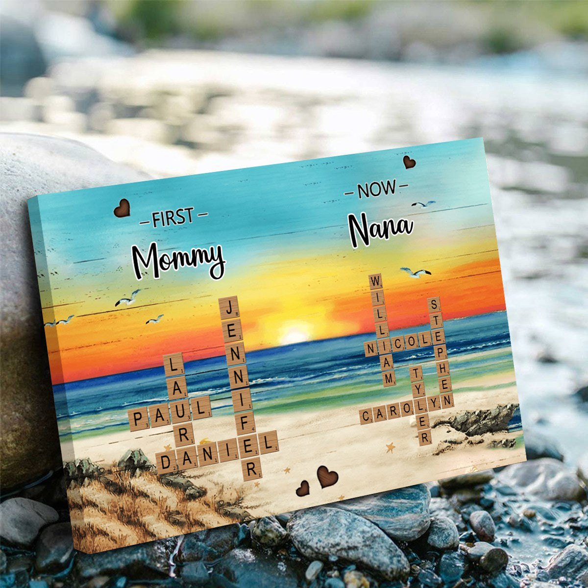 First Mom Now Grandma Crossword Puzzle Art Personalized Canvas Poster