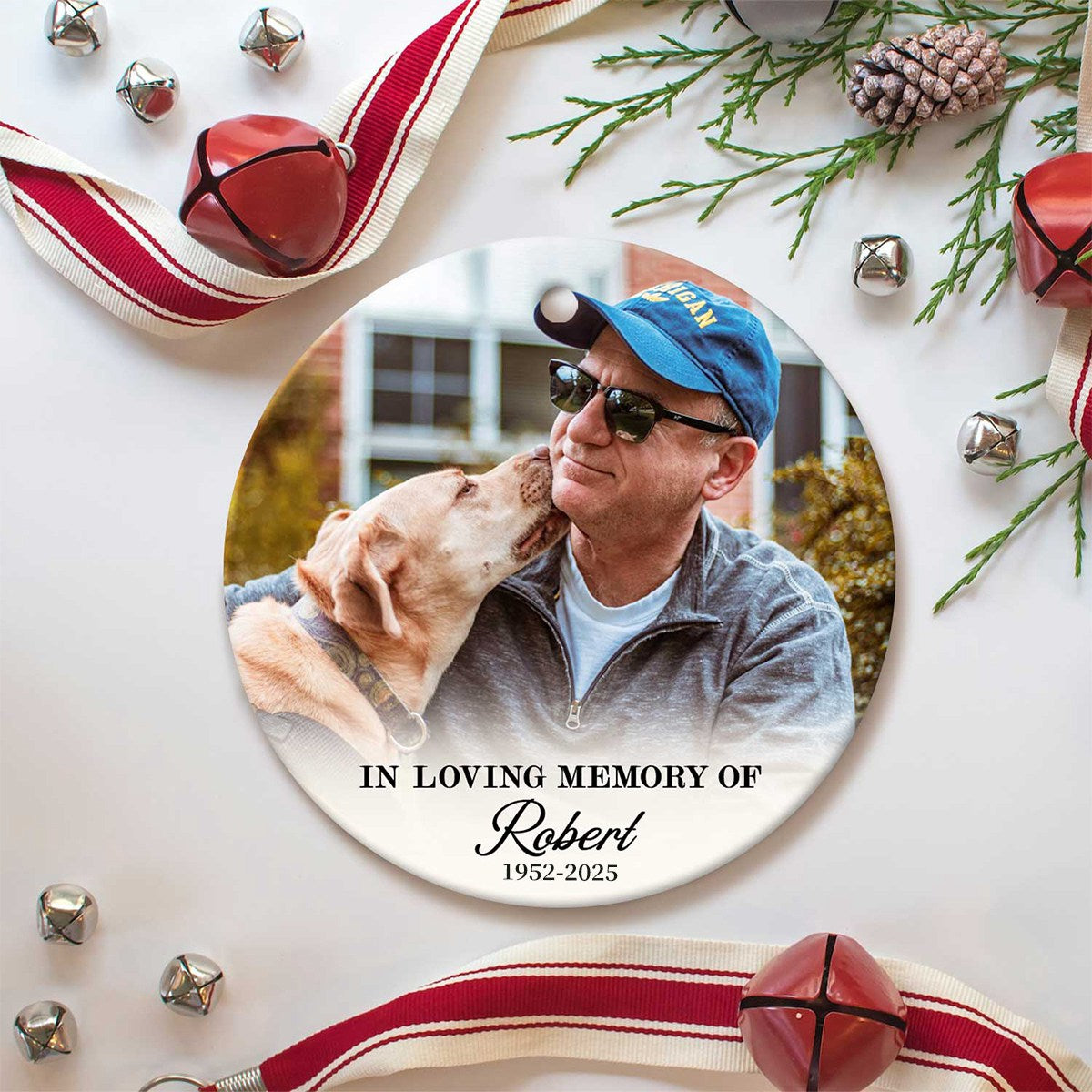 Custom Photo Memorial Ornament,Personalized In Loving Memory Christmas Ceramic Ornament