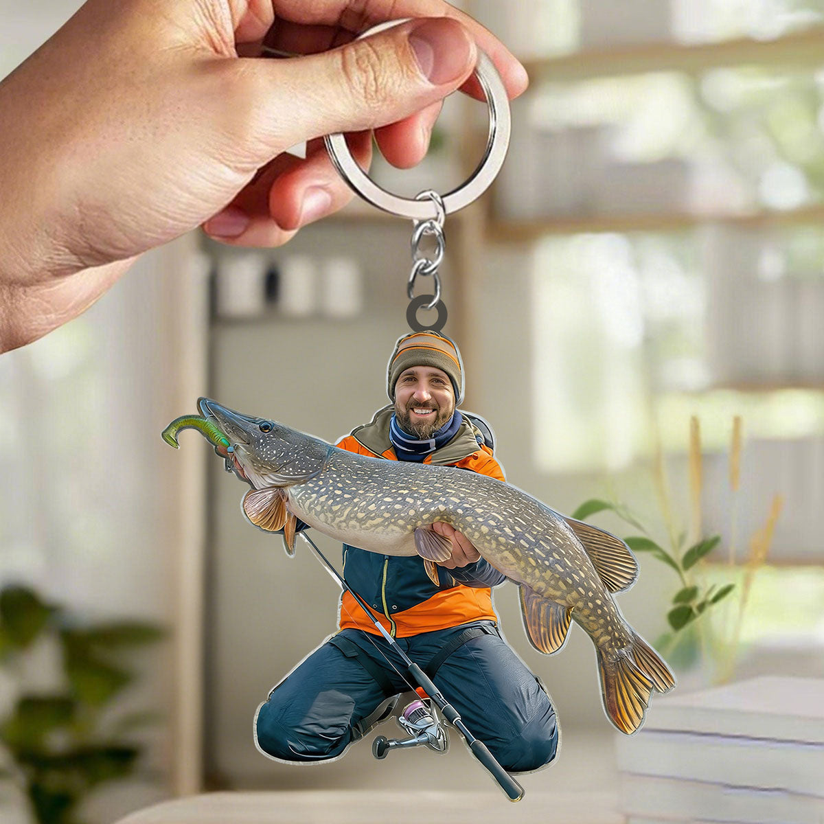 Fishing Big Fishes Custom Photo Personalized Acrylic Keychain Gift For Fisherman, Angler