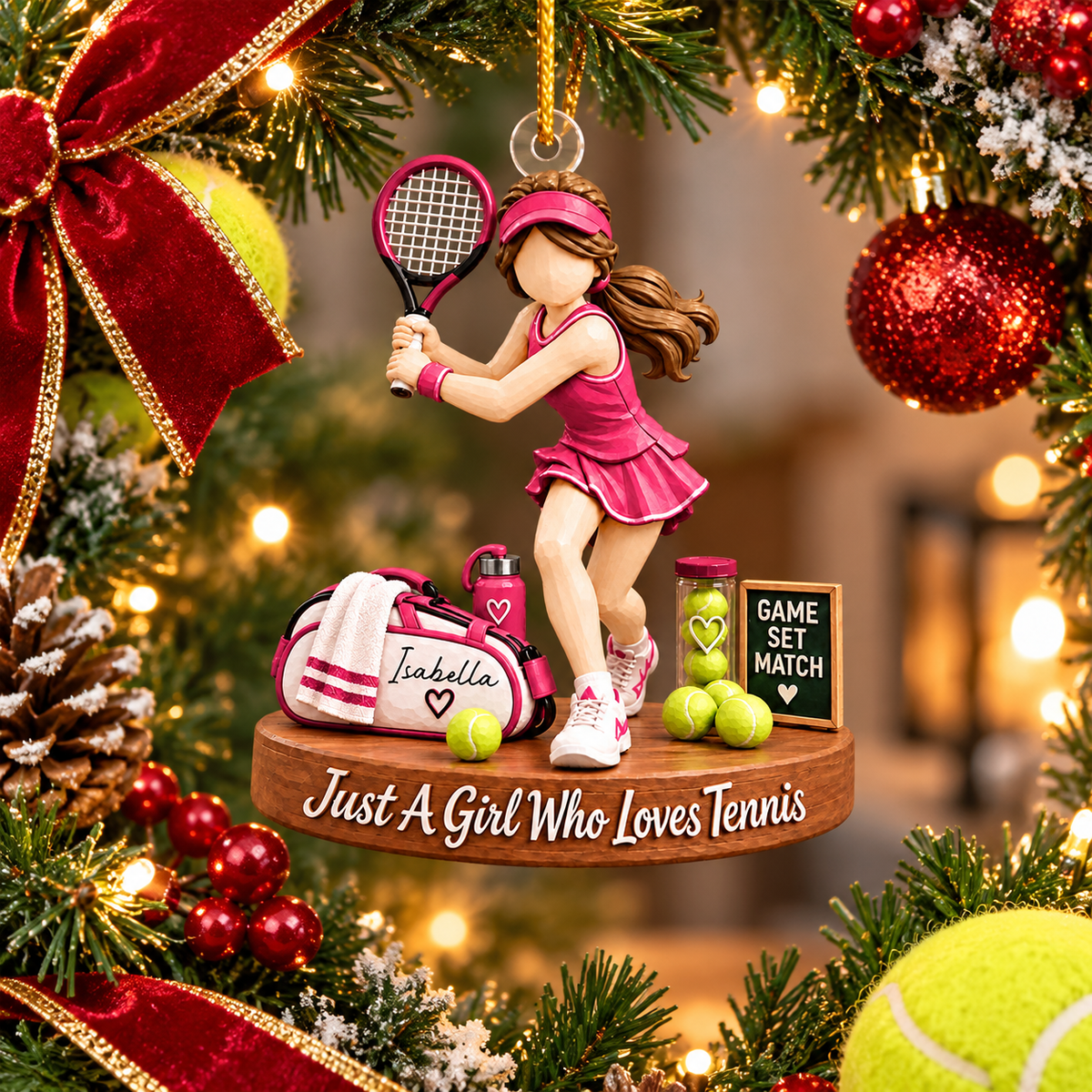 Just A Girl Who Loves Tennis – Personalized Acrylic Christmas Ornament | Custom Name Keepsake Gift For Tennis Players & Fans