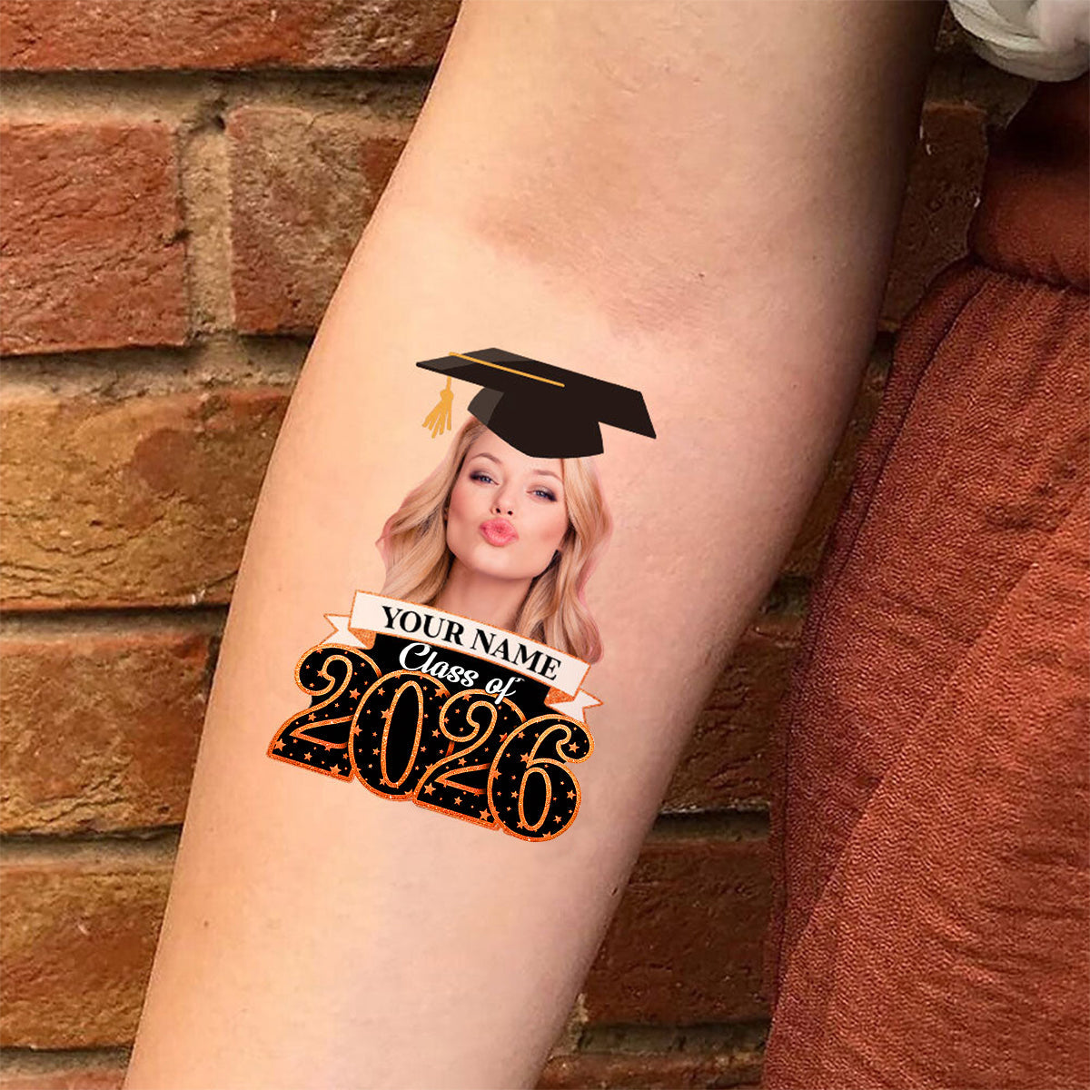 Class Of 2026, Custom Photo And Name Temporary Tattoo,Personalized Fake Tattoo, Graduation Gift