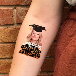 Class Of 2026, Custom Photo And Name Temporary Tattoo,Personalized Fake Tattoo, Graduation Gift