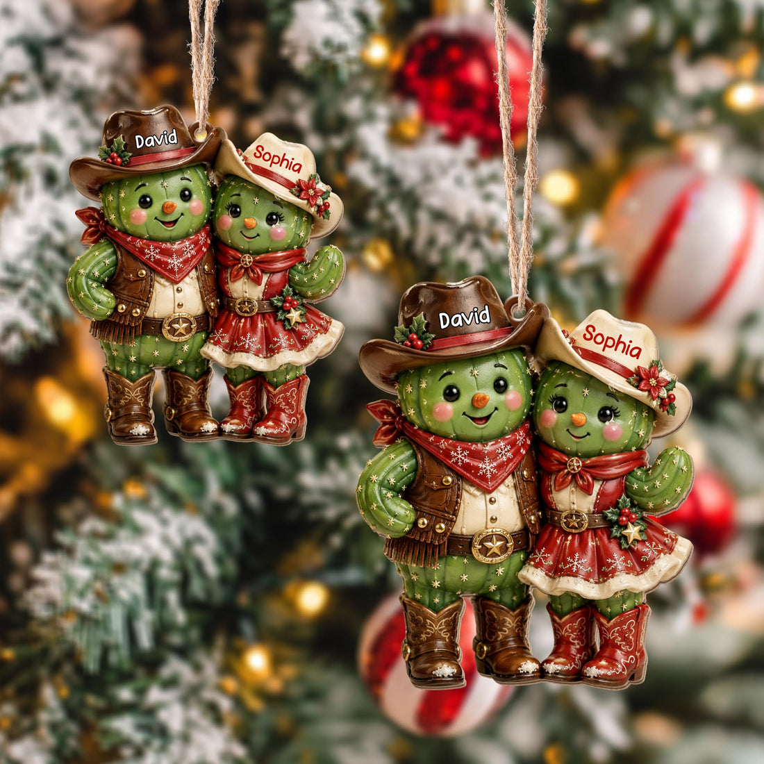 Our First Christmas Together – Personalized Cowboy Couple Wooden Ornament | Custom Keepsake Gift For Couples