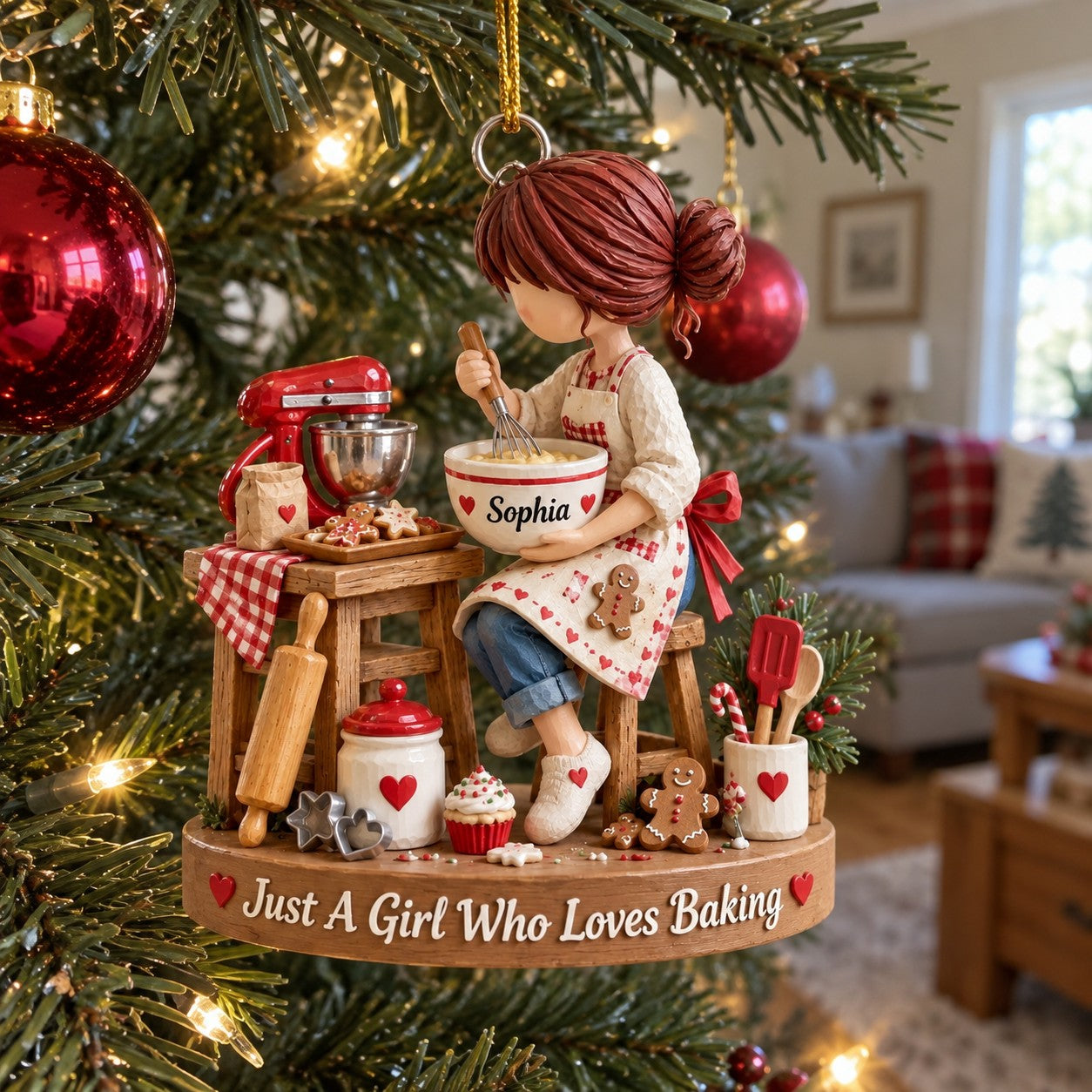 Just a Girl Who Loves Baking - Personalized Baking Lover Ornament, Christmas Kitchen Gift