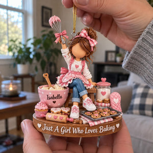 Just a Girl Who Loves Baking - Personalized Christmas Ornament, Custom Baker Girl Gift for Daughter