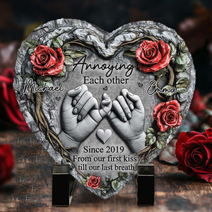Till Our Last Breath - Personalized Couple Heart Shaped Garden Stone Slate