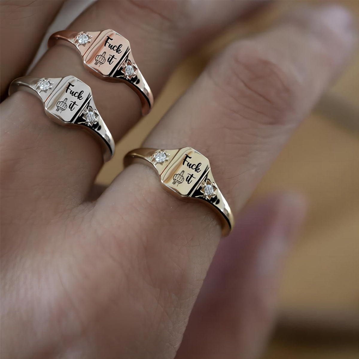 Personalized Birthstone Square Ring